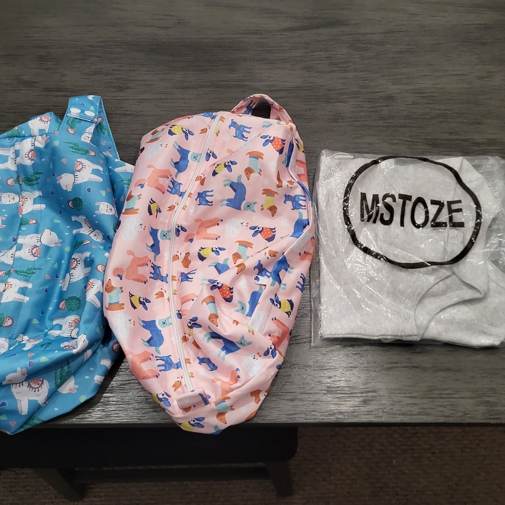 Baby wet dry bags plus romper